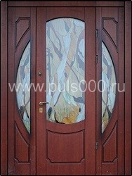 Входная парадная дверь из МДФ ПР-17 с витражными вставками, цена 180 000  руб.